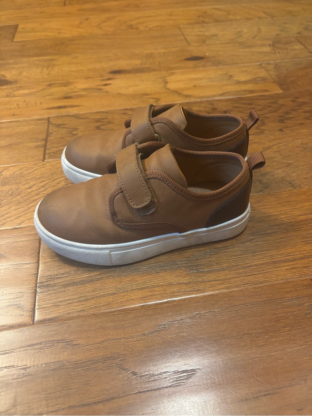 jumping beans Brown Velcro Strap Kids Sneakers with White Sole